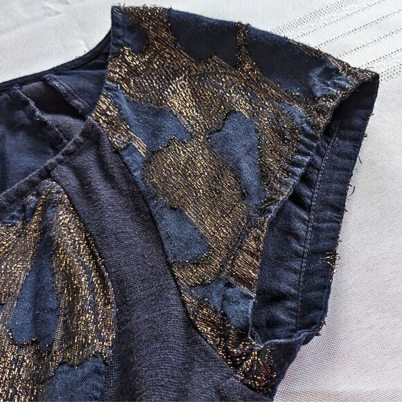 Urban Outfitters STARING AT STARS Navy & Copper Lurex Bodycon Mini Dress Size M - Picture 6 of 8